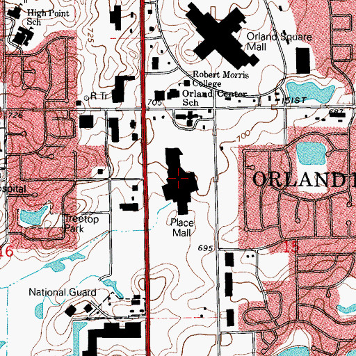 Topographic Map of Place Mall Shopping Center, IL