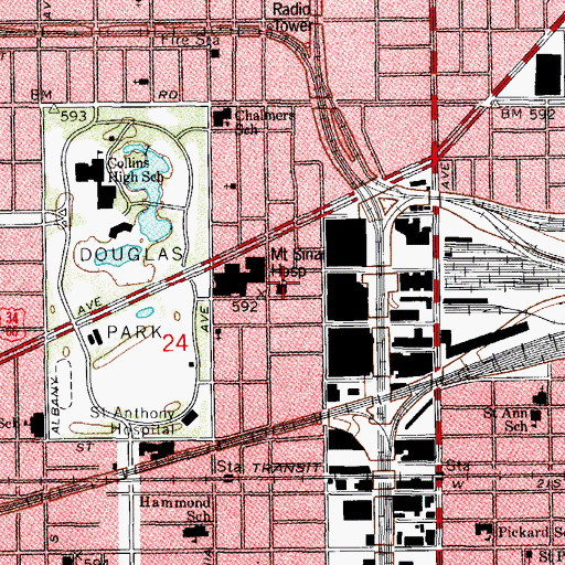 Topographic Map of Plamondon Elementary School, IL