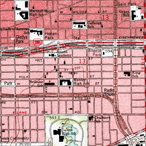 Topographic Map of Pleasant Grove Baptist Church, IL