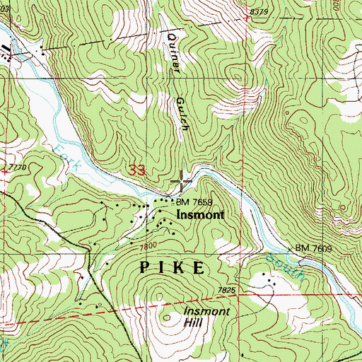 Topographic Map of Quiner Gulch, CO