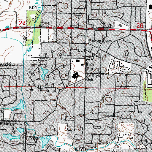 Topographic Map of Plum Grove Junior High School, IL