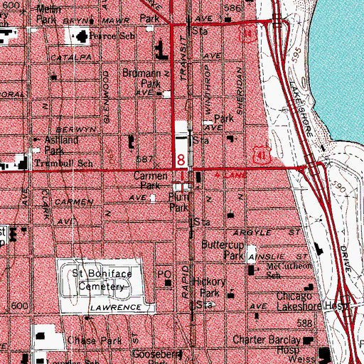 Topographic Map of Plum Park, IL