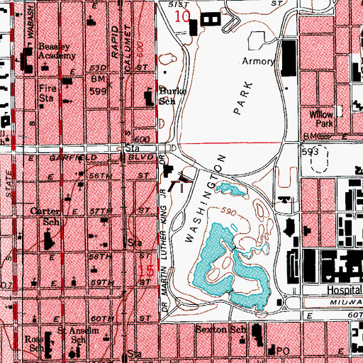 Topographic Map of Pool and Locker Building, IL