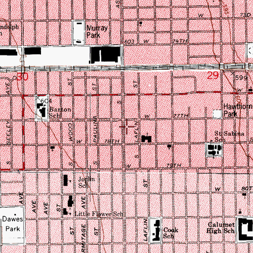 Topographic Map of Portias Piano Methods School, IL
