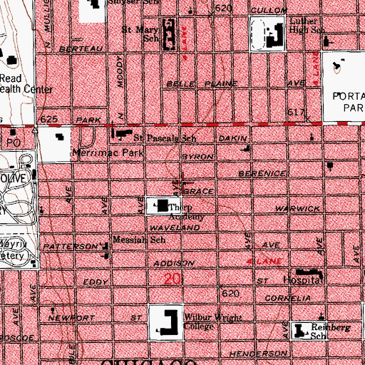 Topographic Map of Portage Park Evangelical Covenant Church, IL