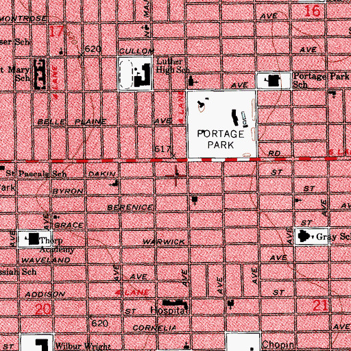 Topographic Map of Portage Park Gospel Chapel, IL