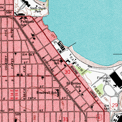 Topographic Map of Powell Elementary School, IL