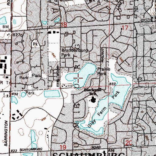 Topographic Map of Prairie Park, IL