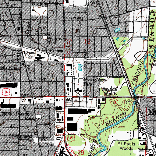 Topographic Map of Prairie View Park, IL
