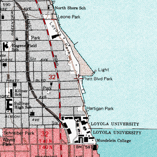 Topographic Map of Pratt Boulevard Park, IL