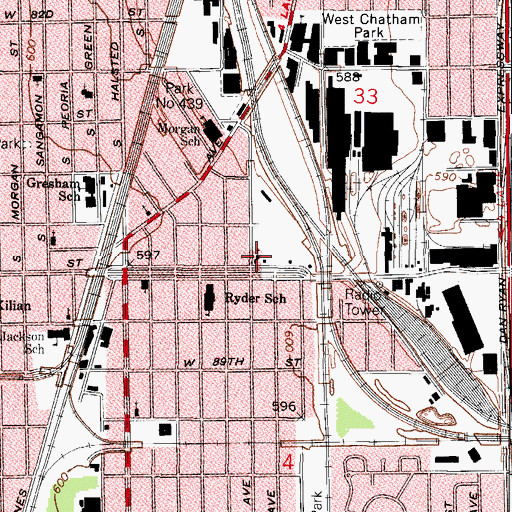 Topographic Map of Prayer Band of Faith Deliverance Church, IL