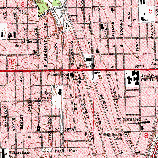 Topographic Map of Prayer Tabernacle Church of God in Christ, IL