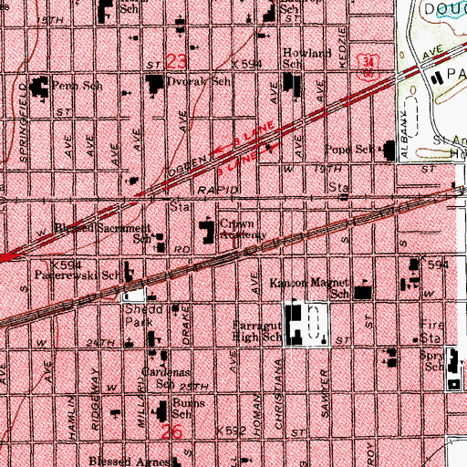 Topographic Map of Prayer Temple Church of God in Christ, IL