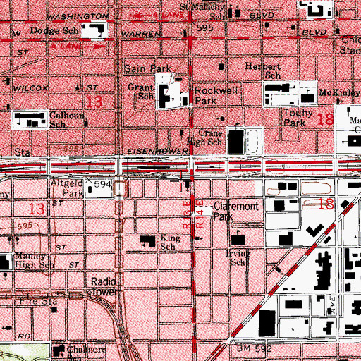 Topographic Map of Precious Blood Roman Catholic Church, IL