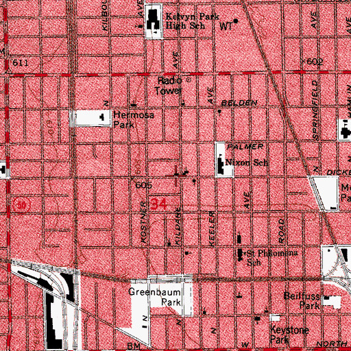 Topographic Map of Prince of Peace Lutheran School, IL