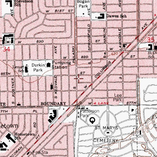 Topographic Map of Professional Security Training School, IL