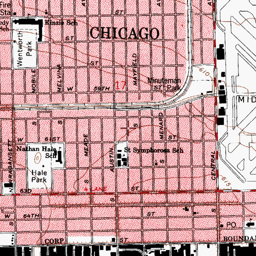 Topographic Map of Progressive Business Education School, IL