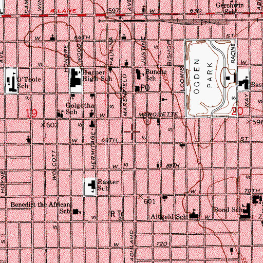 Topographic Map of Progressive Church of God in Christ, IL