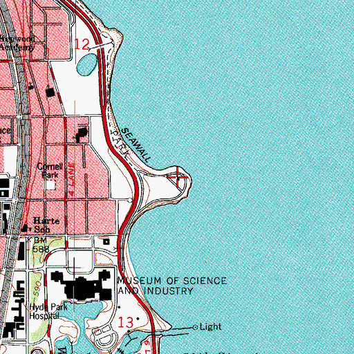 Topographic Map of Promontory Point Park Field House, IL