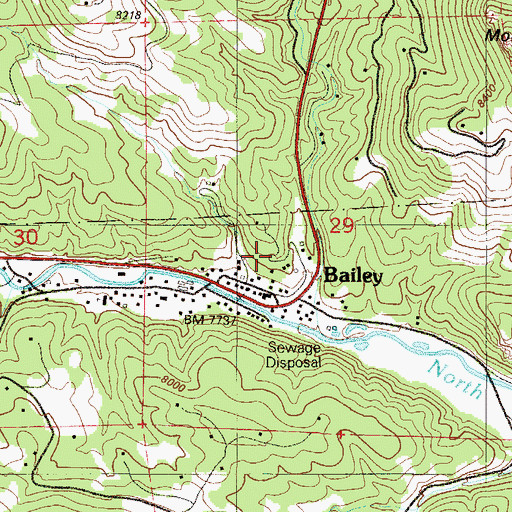 Topographic Map of Bailey Ranger Station, CO