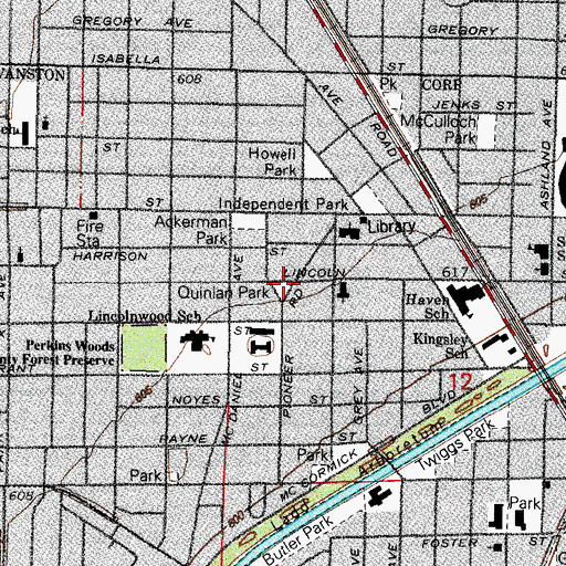 Topographic Map of Quinlan Park, IL