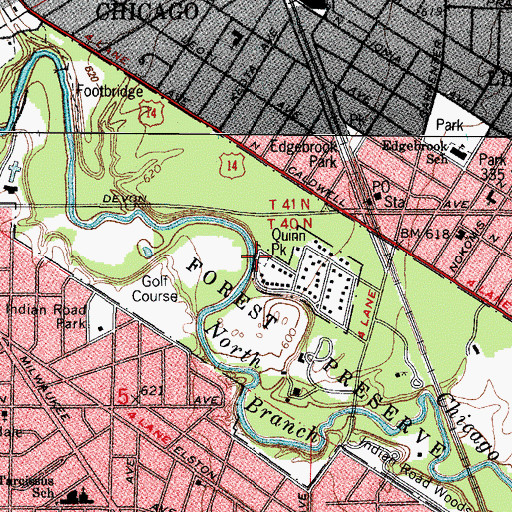 Topographic Map of Quinn Park, IL