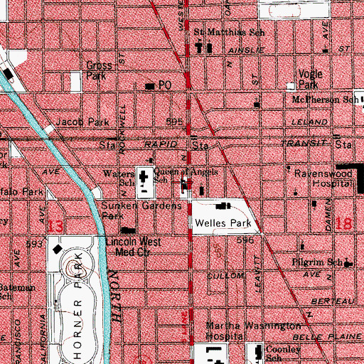 Topographic Map of Queen of Angels School, IL
