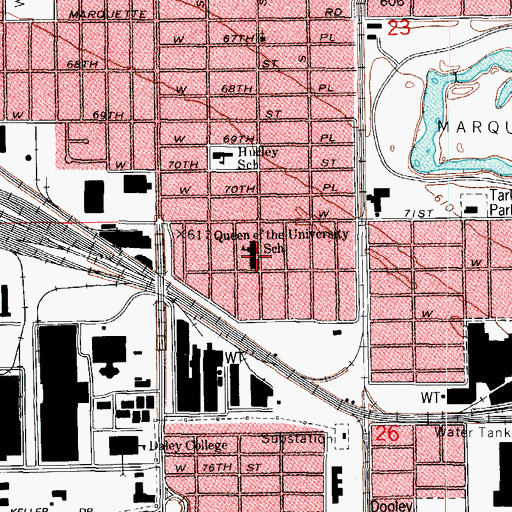 Topographic Map of Queen of the Universe School, IL