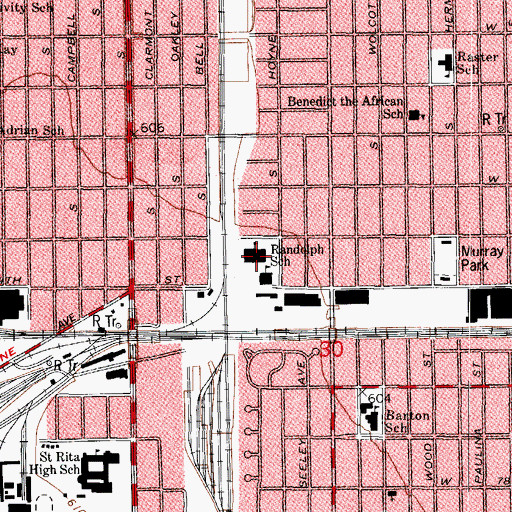 Topographic Map of Randolph School, IL