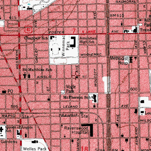 Topographic Map of Ravenswood Evangelical Covenant Church, IL