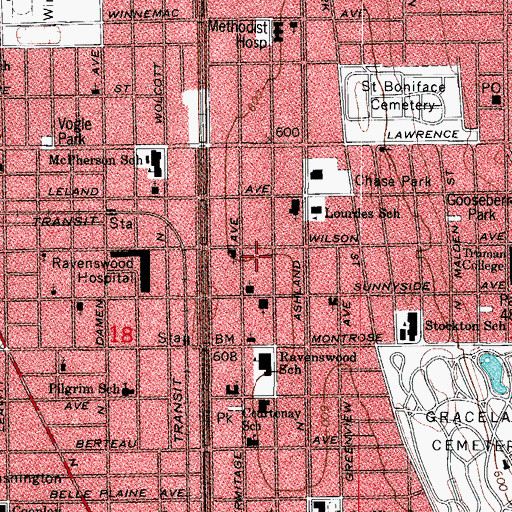 Topographic Map of Ravenswood Place, IL
