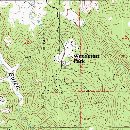 Topographic Map of Wandcrest Park, CO