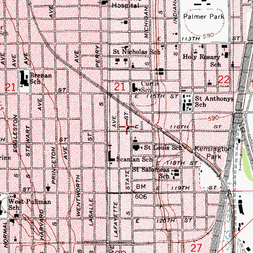 Topographic Map of Reeds Temple Church of God in Christ, IL