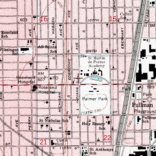Topographic Map of The Rehoboth Church of God in Christ, IL