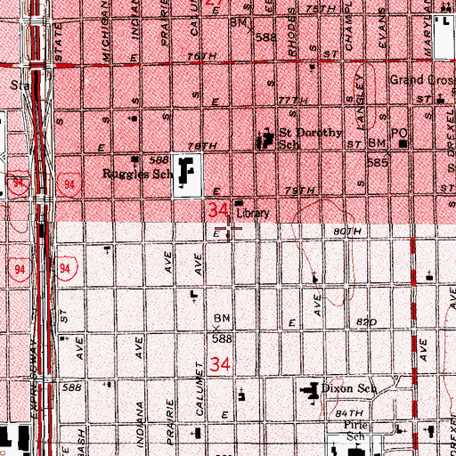 Topographic Map of Rescue Missionary Christian School, IL