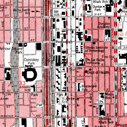 Topographic Map of Research Institute Tower, IL