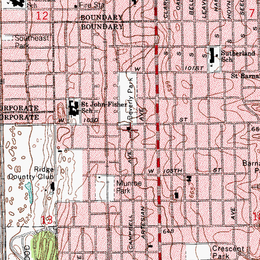 Topographic Map of Ridge Evangelical Lutheran Church, IL