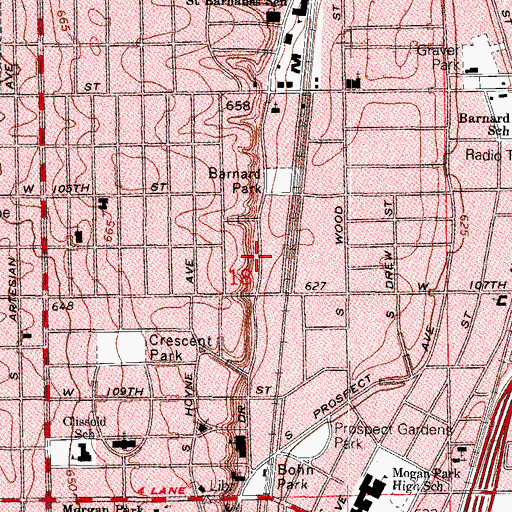 Topographic Map of Ridge Historical Society, IL