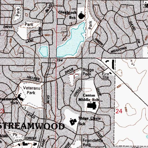 Topographic Map of Ridge Park, IL
