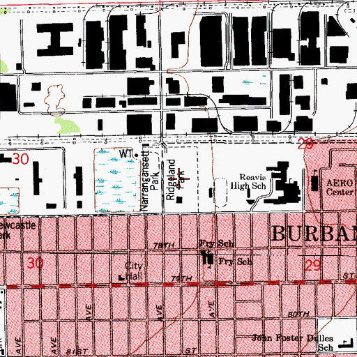 Topographic Map of Ridgeland Park, IL