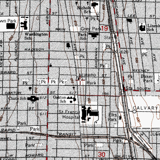 Topographic Map of Ridgeville Park, IL