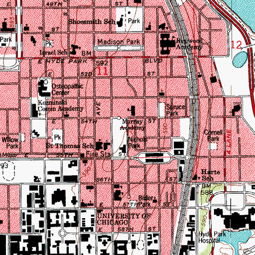 Topographic Map of Ridgewood Hall, IL