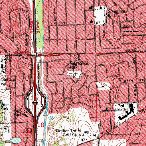 Topographic Map of Ridgewood Park, IL