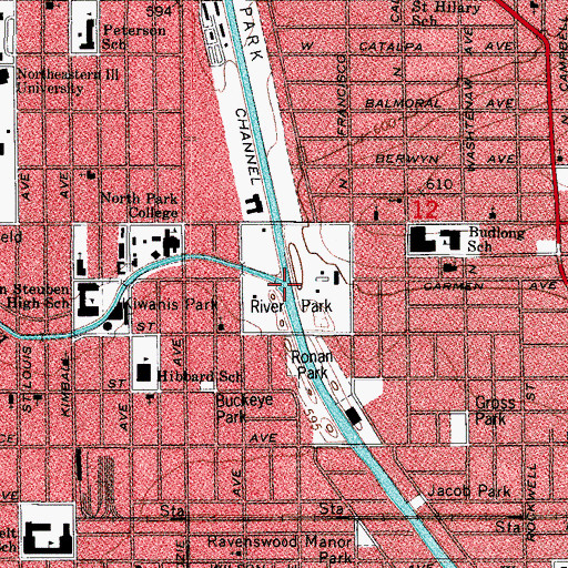 Topographic Map of River Park, IL