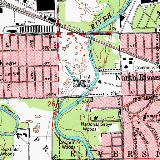 Topographic Map of Riverside Golf Club, IL