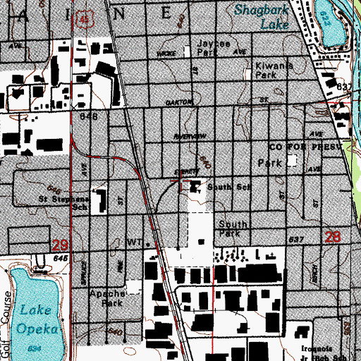 Topographic Map of Riverview, IL