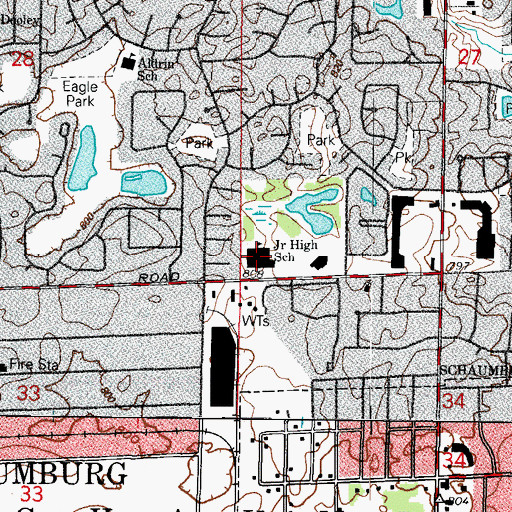Topographic Map of Robert Frost Junior High School, IL