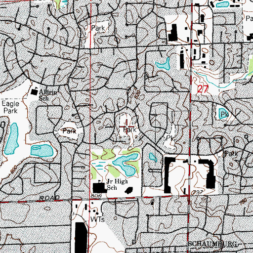 Topographic Map of Roberts Park, IL