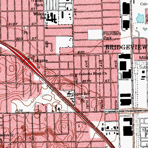 Topographic Map of Roberts Road Church, IL