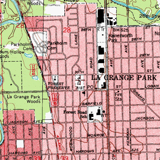 Topographic Map of Robin Hood Park, IL